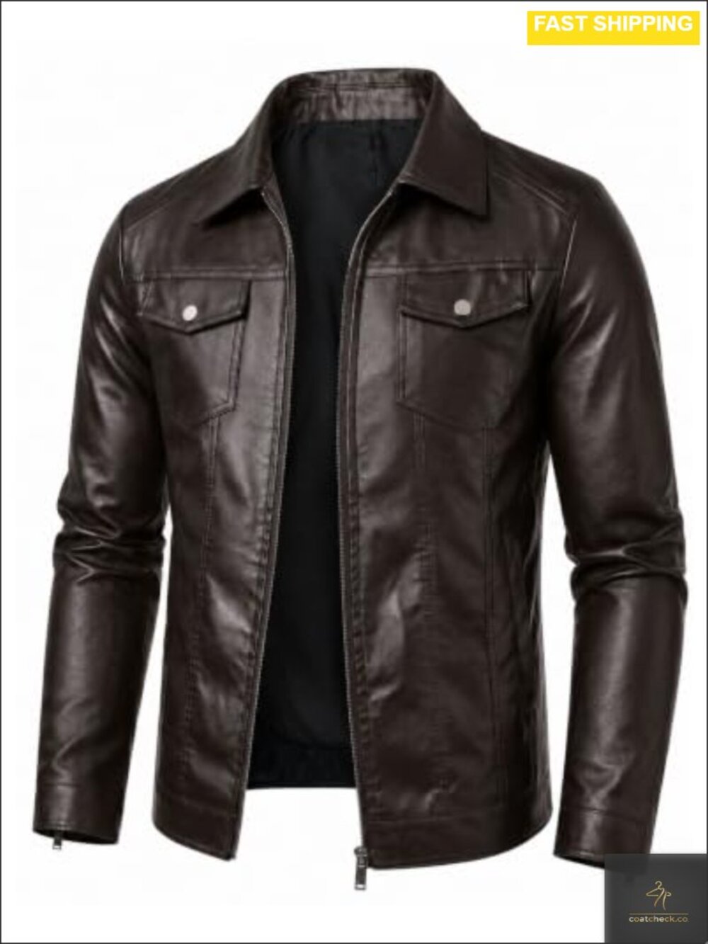 Faux Leather Motorcycle Jacket Men's Biker Coat Lined